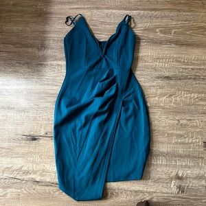 Teal Bodycon Asymmetrical Dress